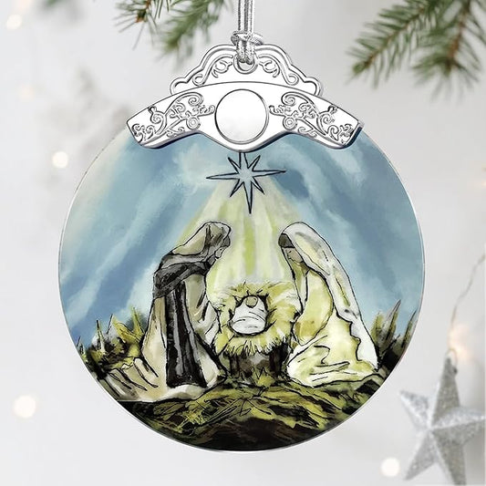 Stained Glass Nativity Ornament, Religious Christmas Ornaments, Christmas by Jocidea