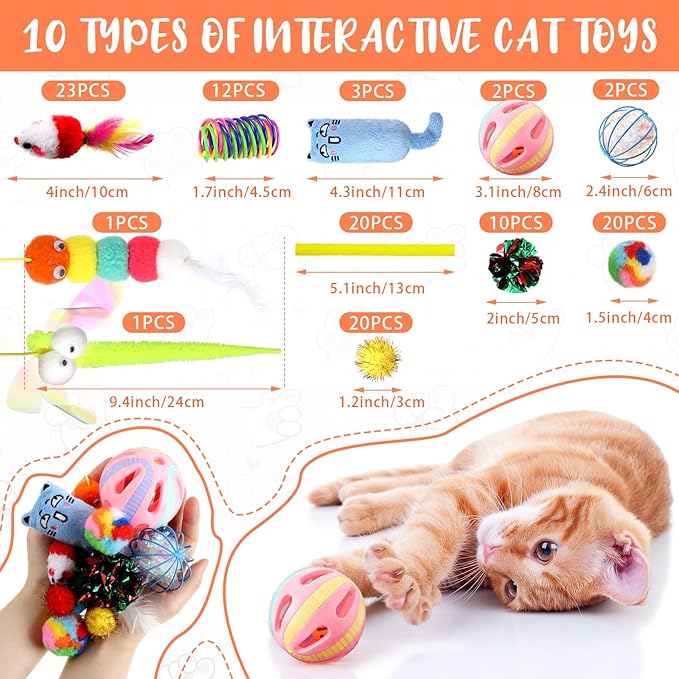 Shappy 150 Pcs Cat Toys for Indoor Cats Bulk, Kitten Toys Pack, Variety - Image 2