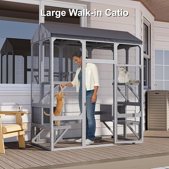 TIMHAKA 72" Catio Outdoor Cat Enclosure, Walk-in Large Cat Cage - Image 7