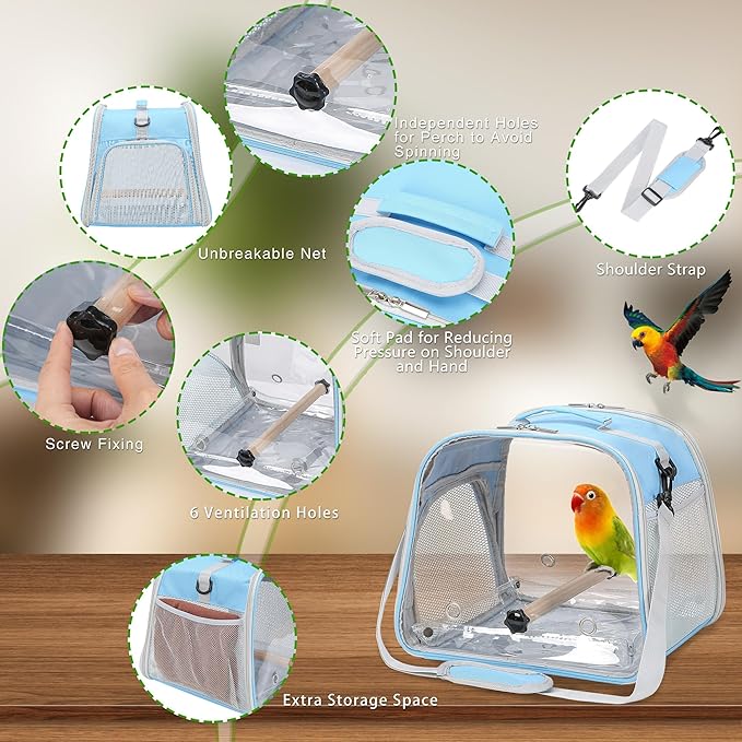 Small Bird Carrier, Large Window Travel Cage - Image 4