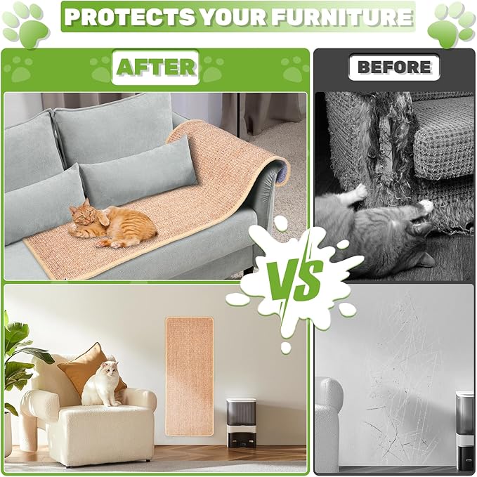 Natural Sisal Cat Scratcher Mat, Wall Scratcher Carpet, Cat Climbing Wall - Image 8