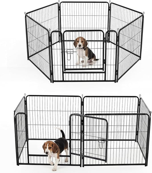 DUMOS Dog Playpen Indoor, Metal 24 Inch 6 Panels Foldable Pet Fence by DumosLifestyle