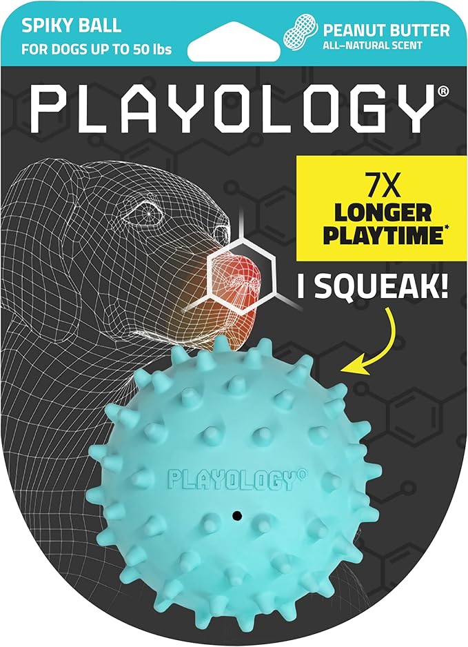 Playology Dog Toys | Squeaky Spiky Chew Ball by Playology