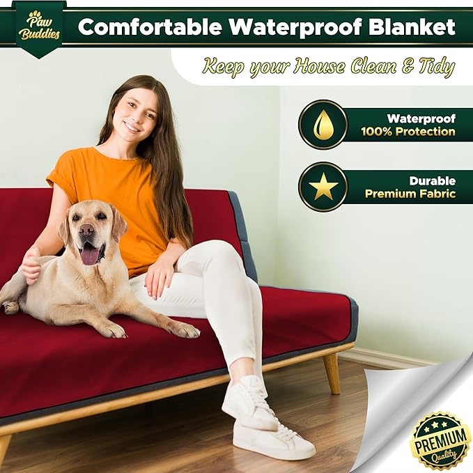 Paw Buddies Premium Waterproof Blanket 80"x90" Velvet-Feel Reversible Throw – - Image 5