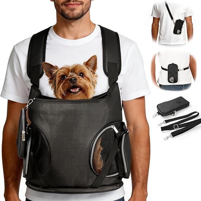 YUDODO Dog Front Backpack Carrier 7-15 lbs, Soft Breathable Pet Front Facing by YUDODO