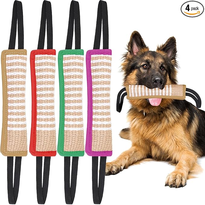 Kacctyen 4 Pcs Dog Tug Toys, Jute Pillow Pull Toy by Kacctyen