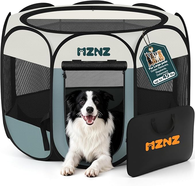 Dog Playpen, Portable Puppy Pet Crate Indoors by MZNZ