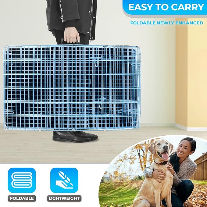 FDW Dog Crate for Large Dogs 42 Inch Folding Metal WirePet Cage Double Door - Image 5