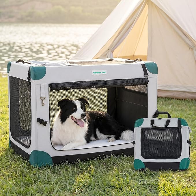 Gardner Pet 36 Inch Folding Soft Dog Crate -3 Door Collapsible Dog Crate by GardnerPet