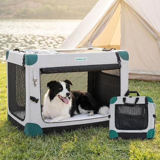 Gardner Pet 36 Inch Folding Soft Dog Crate -3 Door Collapsible Dog Crate by GardnerPet