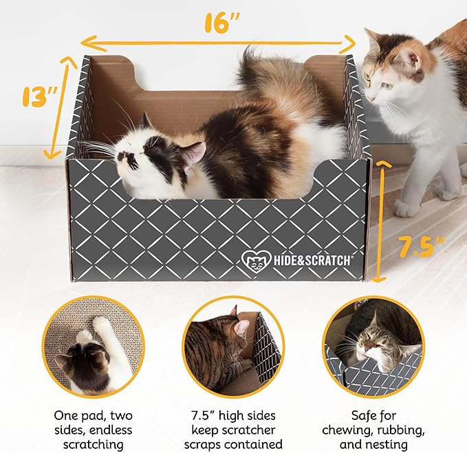 Hide & Scratch Cardboard Cat Scratcher Box & Bed - Image 3