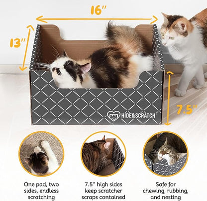 Hide & Scratch Cardboard Cat Scratcher Box & Bed - Image 3
