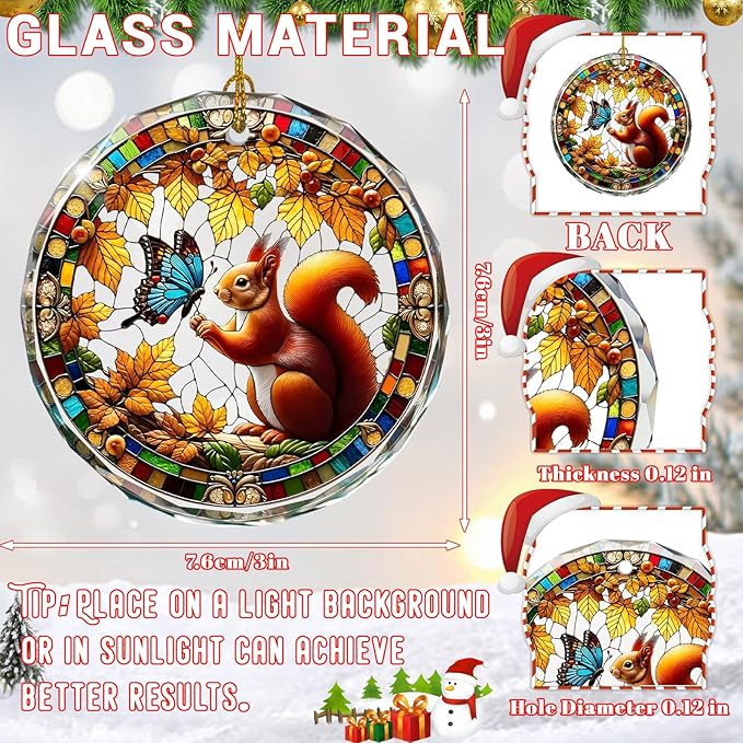 Squirrel Stained Glass Ornament, Squirrel Decorative Hanging Ornaments - Image 2