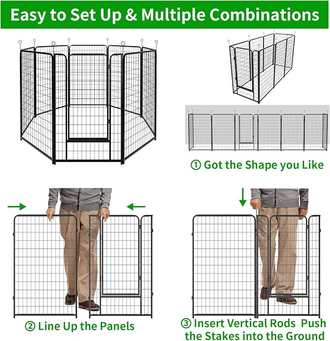 Kfvigoho Dog Playpen Outdoor Extra Wide 8 Piece Panels Heavy Duty Dog Fence 50" - Image 6