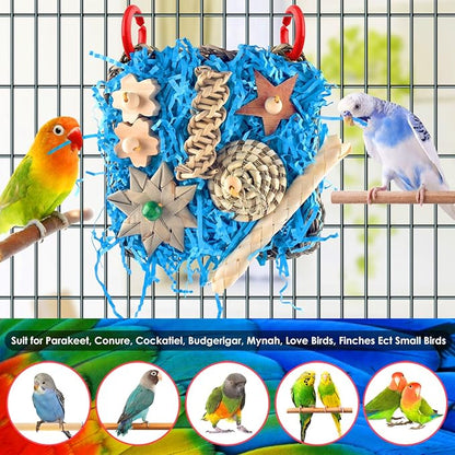 KATUMO Conure Toys, Bird Foraging Toys Parakeet Shredding Grass Mat Hanging Toys - Image 7