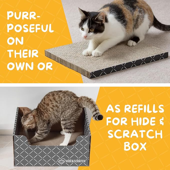 Hide & Scratch Cat Scratcher Pad – 2 Pack | Double-Sided Cardboard Refills - Image 7