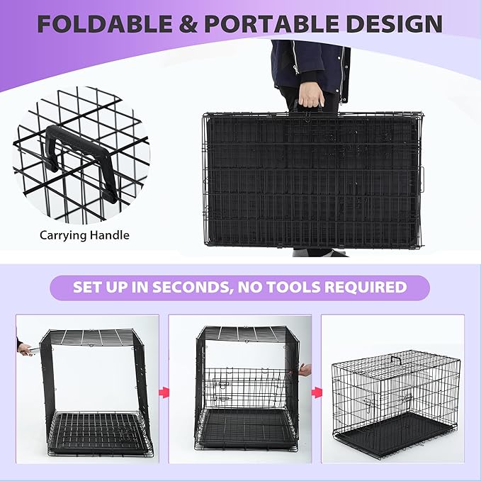 BestPet | Dog Crate | 48" | Black | Foldable Metal Kennel - Image 6