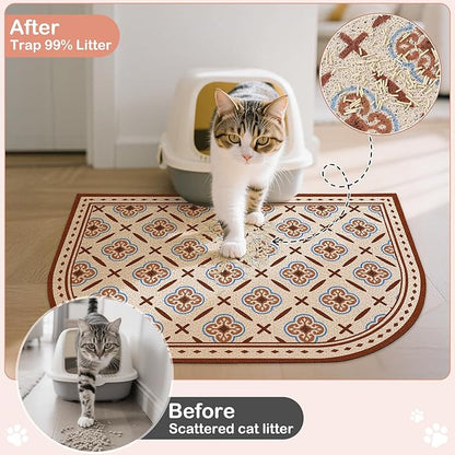 Glittme 33"X22" Arch Shape Cat Litter Mat Trapping Pad Soft Loop-Mesh Litter - Image 2