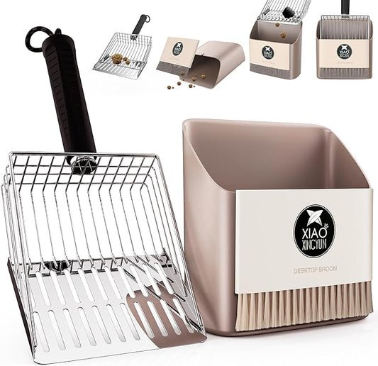 Cat Litter Scooper with Holder, Metal Litter Scoop Includes Portable Small by XIAOXINGYUN