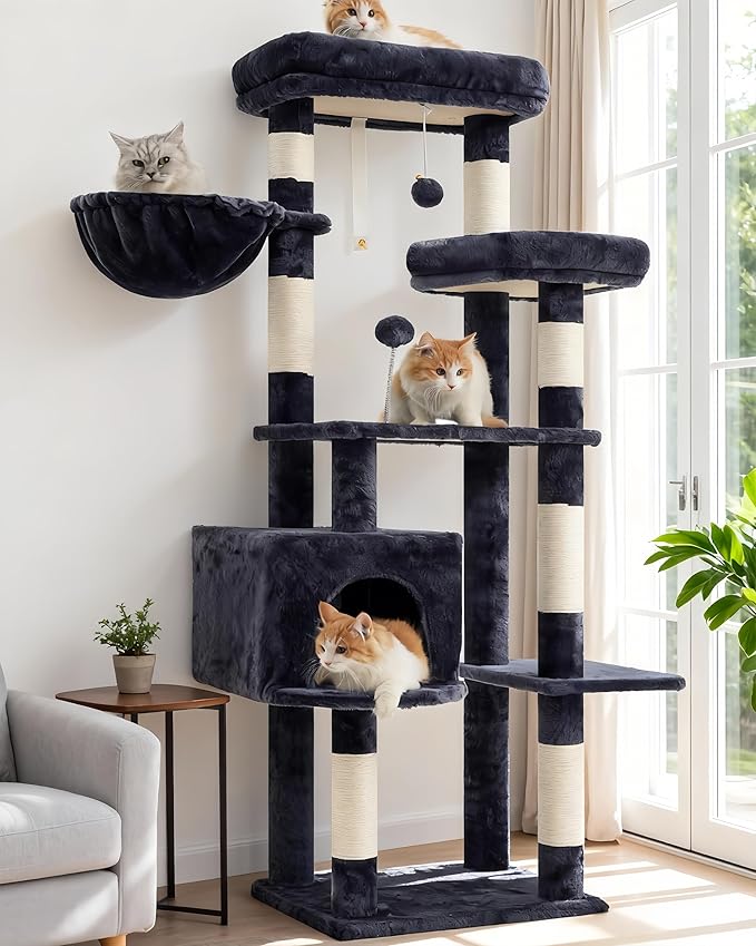 Gitelsnour Cat Tree for Indoor Cats, 55.1 inch Cat Tower by Gitelnour