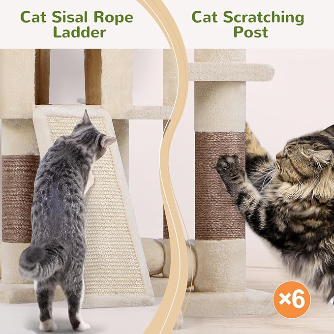 Globlazer Heavy Duty Cat Trees for Large Cats, Sturdy 72in Maine Coon Cat Tree - Image 6