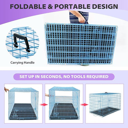 BestPet | Dog Crate | 30" | Blue | Foldable Metal Kennel - Image 6