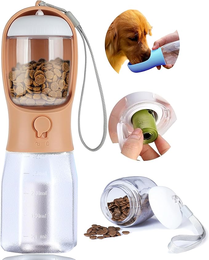 Dog Water Bottle with Food Container, Portable Pet Dog Water Dispenser by AVELORA