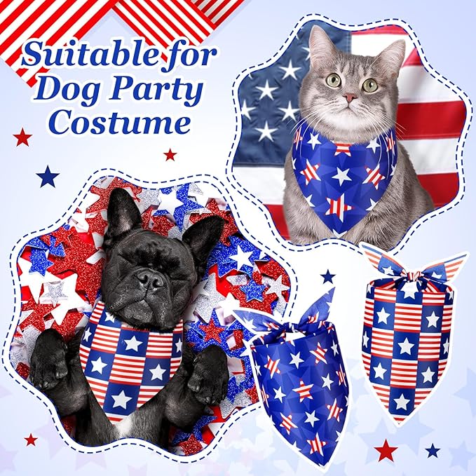Preboun 50 Pcs Patriotic Dog Bandanas Bulk 4th of July Bandanas - Image 4