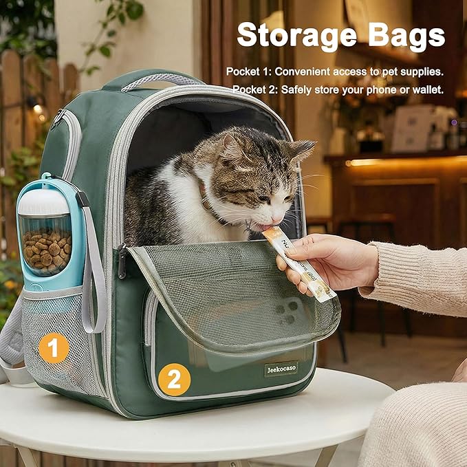 Cat Backpack Carrier Expandable, Breathable Mesh & Lockable Zippers & Shaded - Image 5