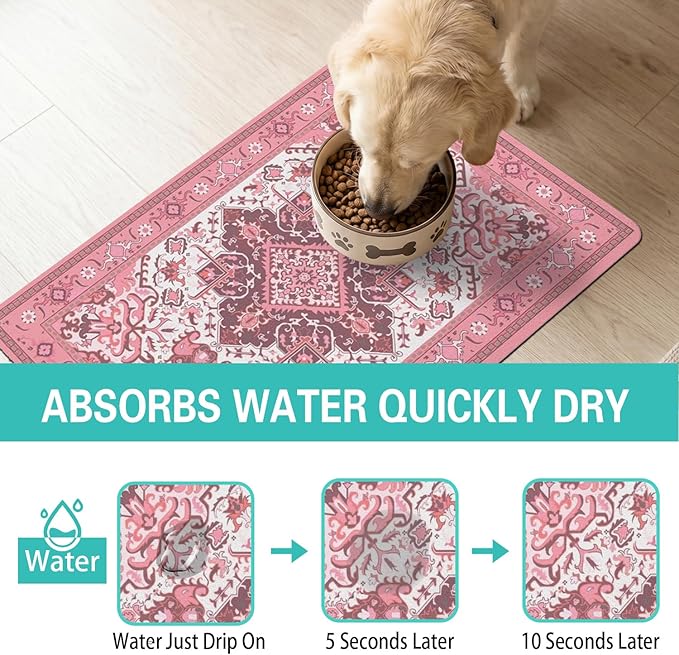 Pet Feeding Mat for Floors Waterproof Dog Mat for Food and Water Absorbent - Image 2