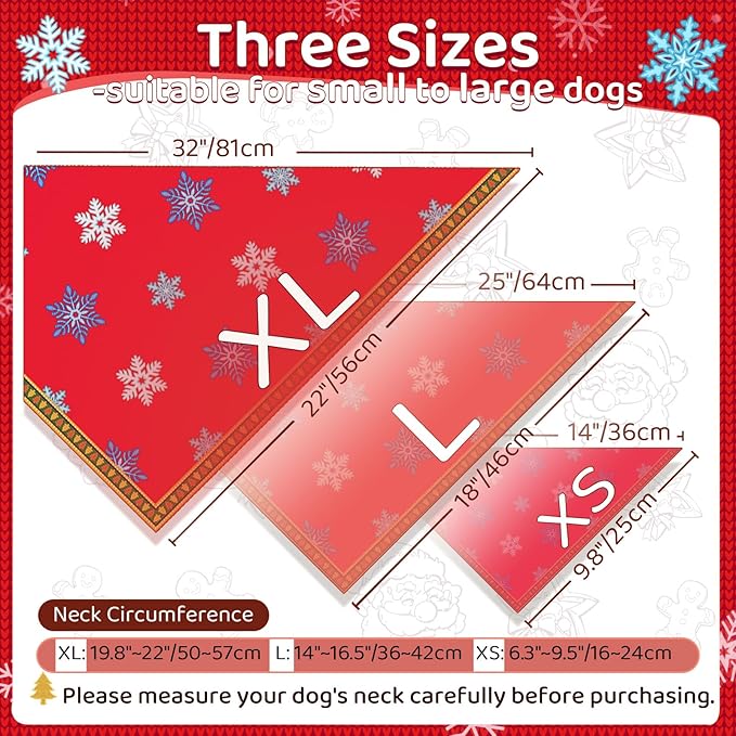 Christmas Dog Bandanas 2 Pack, Holiday Dog Bandanas - Image 2