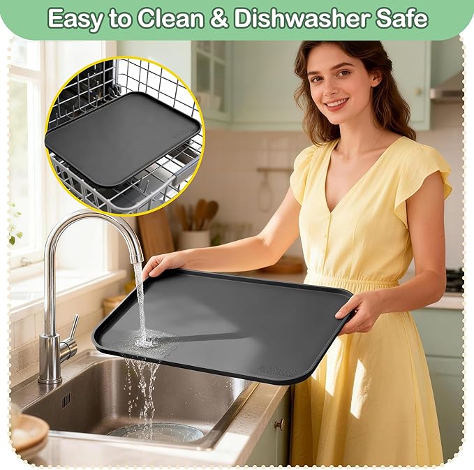 100% Waterproof Silicone Pet Feeding Mat, Warped Resistant Raised Edge BPA-Free - Image 6