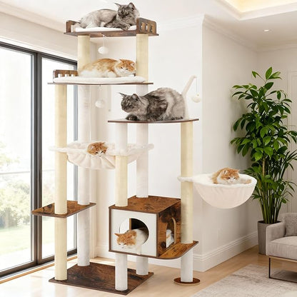 Heybly Cat Tree, 70.5 Inch Wood Tall Cat Tower - Image 2