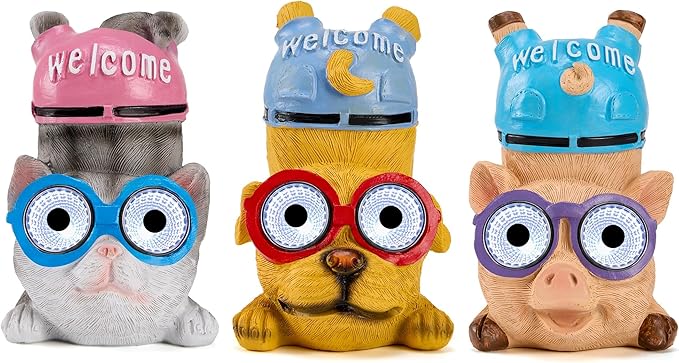 pearlstar 3 Pack Solar Lights Outdoor Garden Statues Resin Animal - Image 8