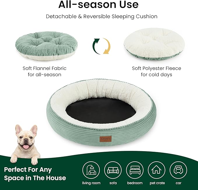 Love's cabin Round Donut Cat and Dog Cushion Bed, 30in Pet Bed - Image 3