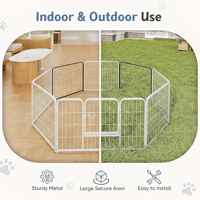 DUMOS Dog Playpen Indoor, Metal 24 Inch 2 Panels Foldable Pet Fence - Image 4