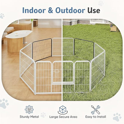 DUMOS Dog Playpen Indoor, Metal 24 Inch 2 Panels Foldable Pet Fence - Image 4