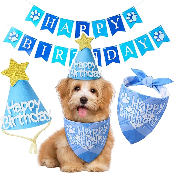 Dog Birthday Party Decoration, Pet Birthday Bandana Set by SharelovespreadjoychooseGOHERII