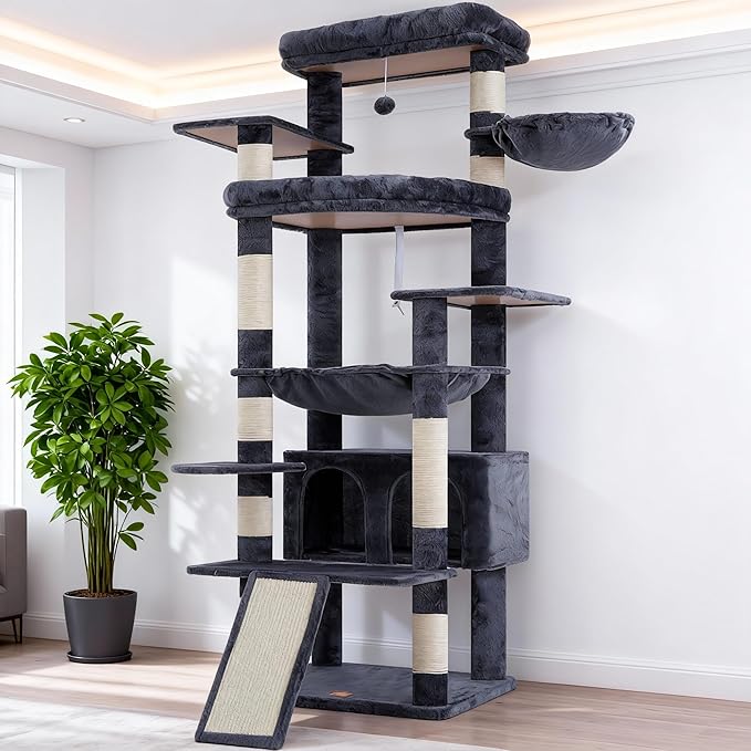 Heybly Tall Cat Tree for Large Cat, 80-inch Multi-Level Cat Tower for Indoor by HEYBLY