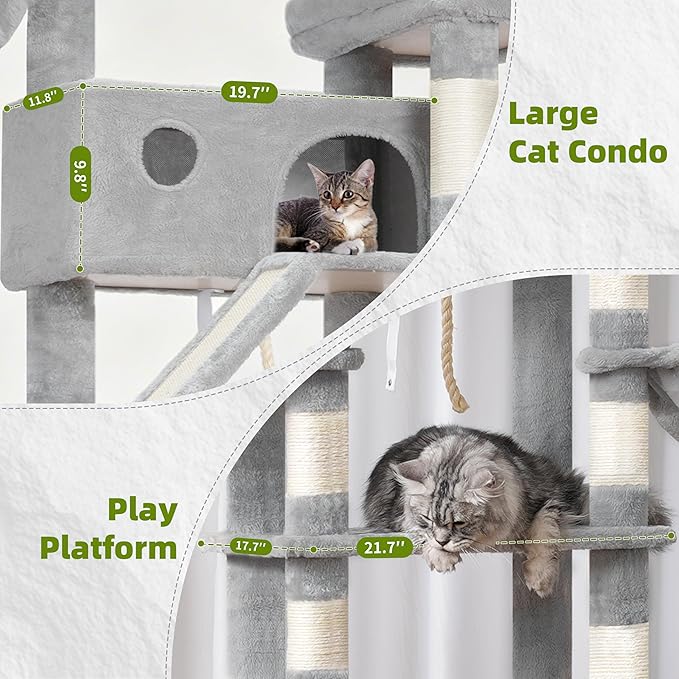 Gitelsnour Cat Tree for Large Cats, 78.7" Tall Cat Tower for Indoor Cats - Image 4