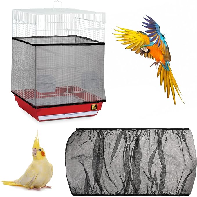 Trinkrittey Adjustable Bird Cage Seed Catcher Net Cover Elastic Band Mesh Cover by Unknown