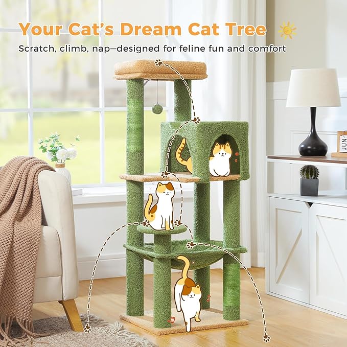 MUTTROS Cactus Cat Tree for Indoor Cats, 44.5" Multi-Level Cat Tower - Image 2