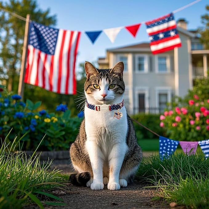 2 Pack American Flag Cat Collars Breakaway - Image 6