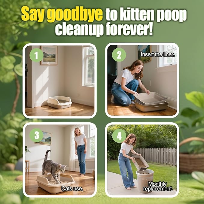 Disposable Litter Boxes for Cats Large: 8-Pack Leak-Proof Sustainable for - Image 15