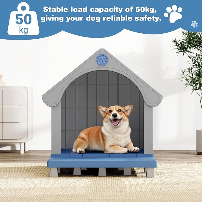 Fancyango Large Dog House with Porch Outdoor Indoor Sturdy Plastic Waterproof - Image 3