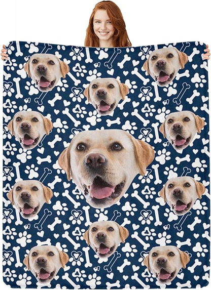 Personalized Dog Blanket with Name Customized Paw Prints Pet Blanket Loss by Artsadd