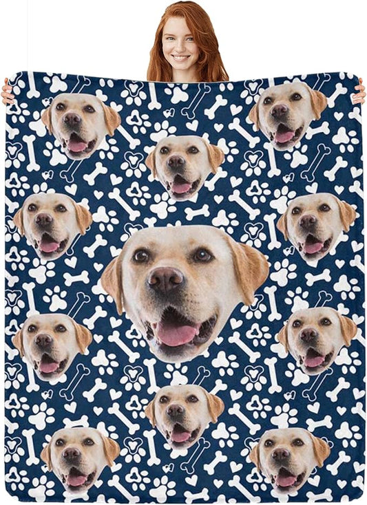 Personalized Dog Blanket with Name Customized Paw Prints Pet Blanket Loss by Artsadd