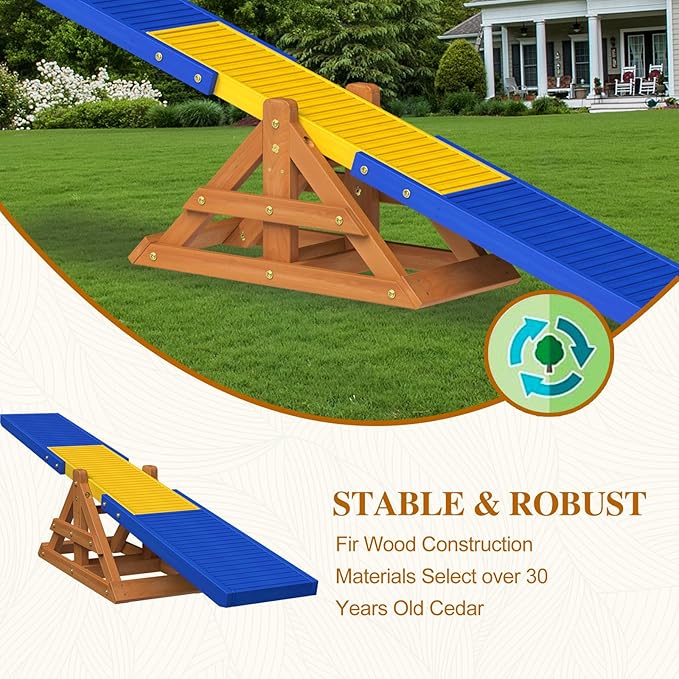 SuniBoxi 95" Wooden Dog Seesaw, Dogs Agility Course Backyard Set - Image 2