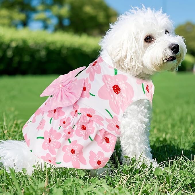choyaxo Floral Dog Dress Cute Dog Skirt Pet Dress Summer Pet Clothes - Image 4
