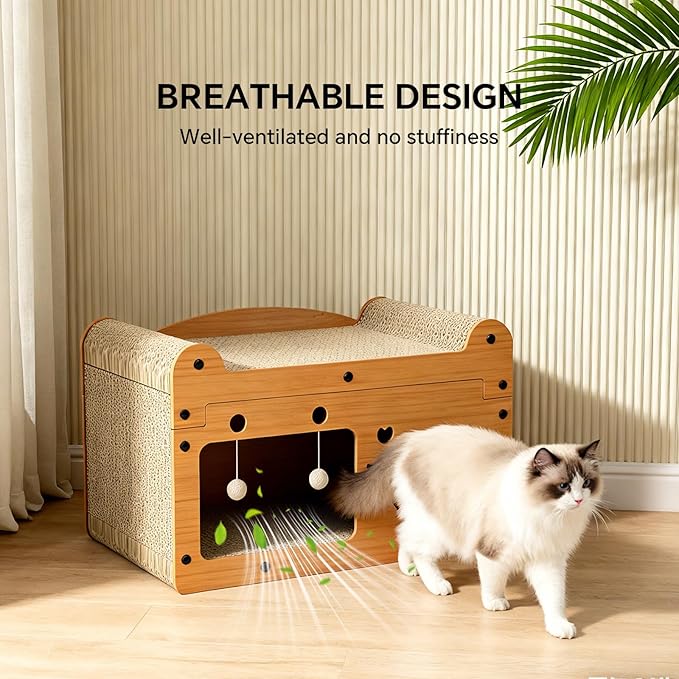 Cat Scratcher House, 2-in-1 Cardboard Cat House - Image 7